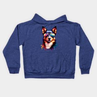 Watercolor Beauceron Wearing Sunglasses Kids Hoodie